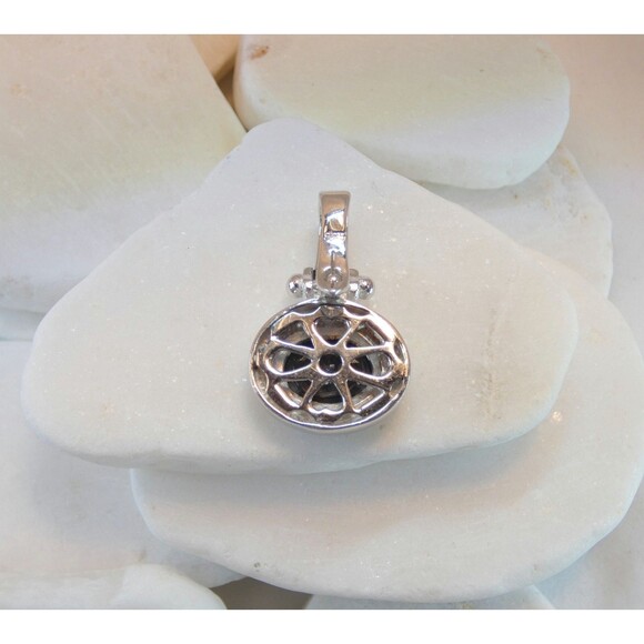 VTG Black Onyx Sterling Silver Oval Detailed Hinged Pendant - Picture 5 of 7